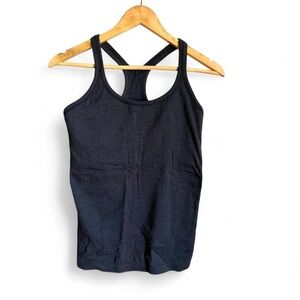 Lululemon Ebb to Street Tank Top Black Size 8 Built-in Bra Ribbed